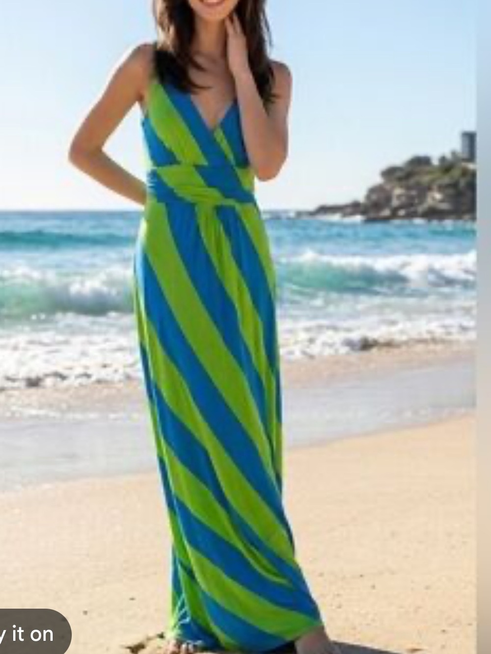 Lilly Pulitzer Blue and Green striped Maxi Dress sz XS